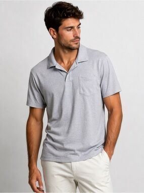 MACK WELDON Light Gray Perforated Polo Shirt Pocket Performance Size XL